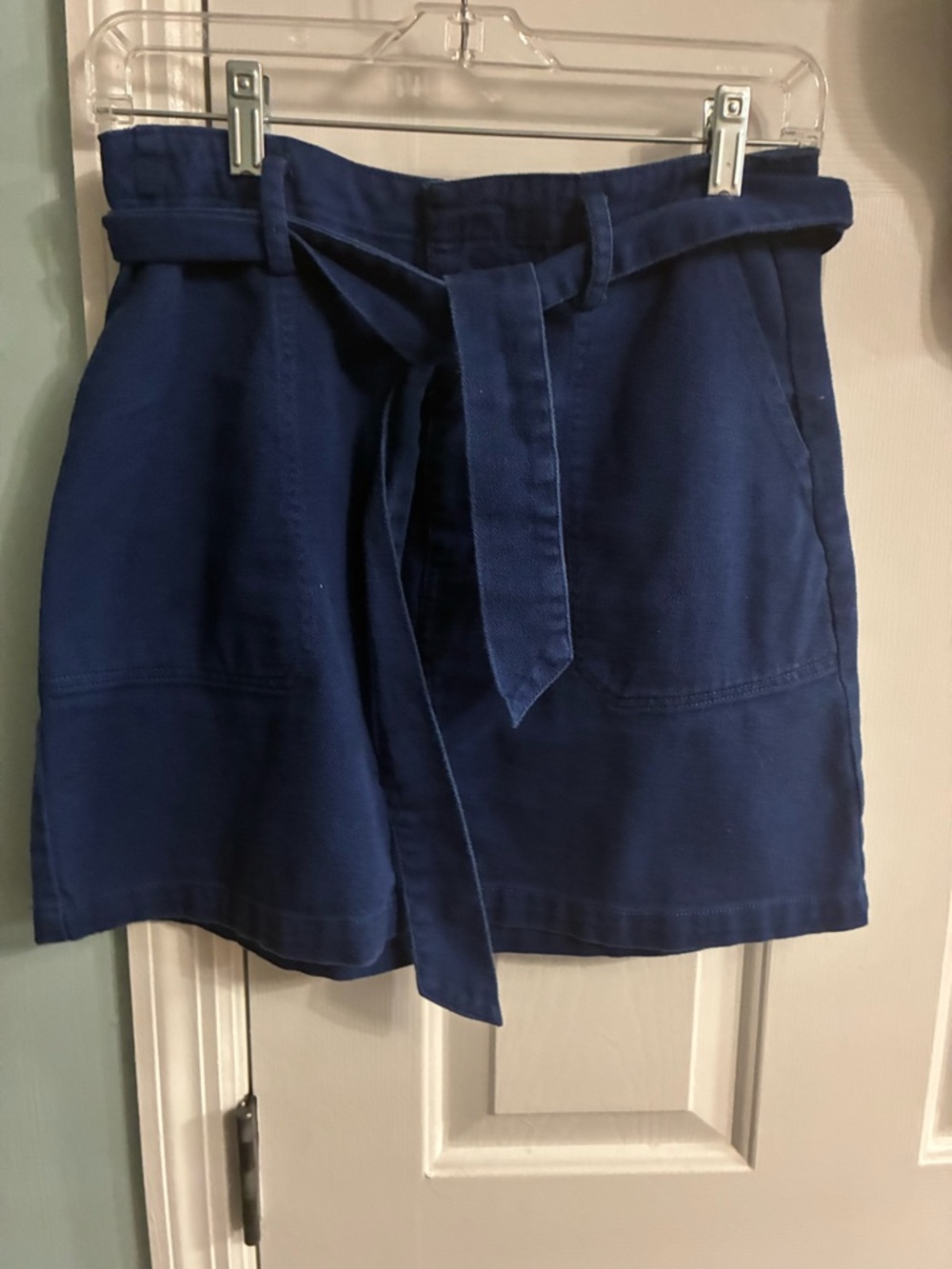 Harper Navy Blue Mini Skirt with Tie Belt